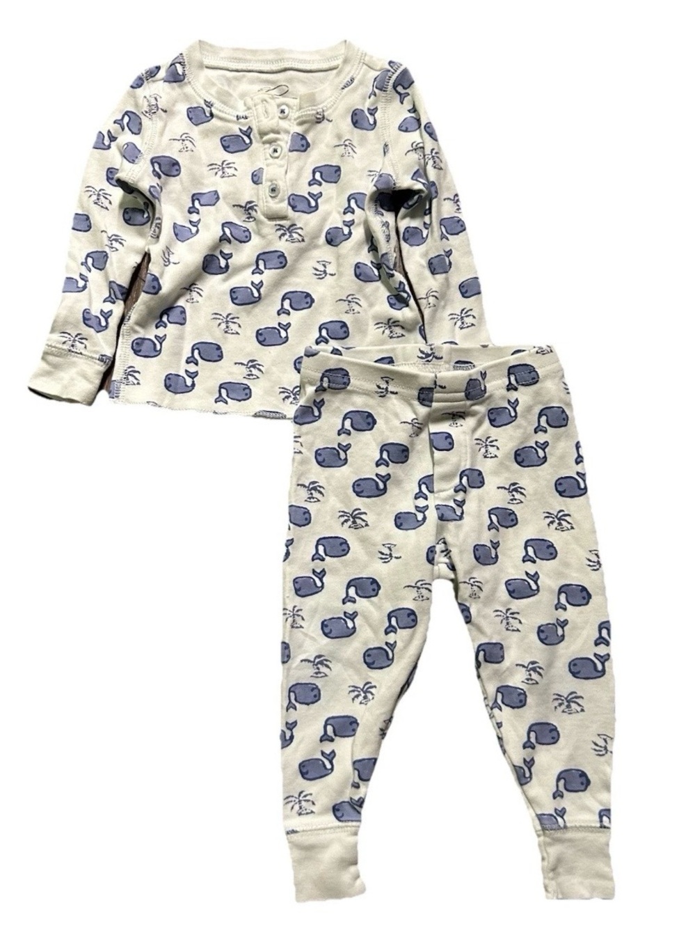 Toddler Roberta Roller Rabbit Pajama Set Whales Size 12-18 Months Runs Small